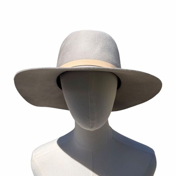 Janessa Leone Drew Wool Fedora Hat Gray Small Wide Brim 3.5” Minimalist Rancher main image 10